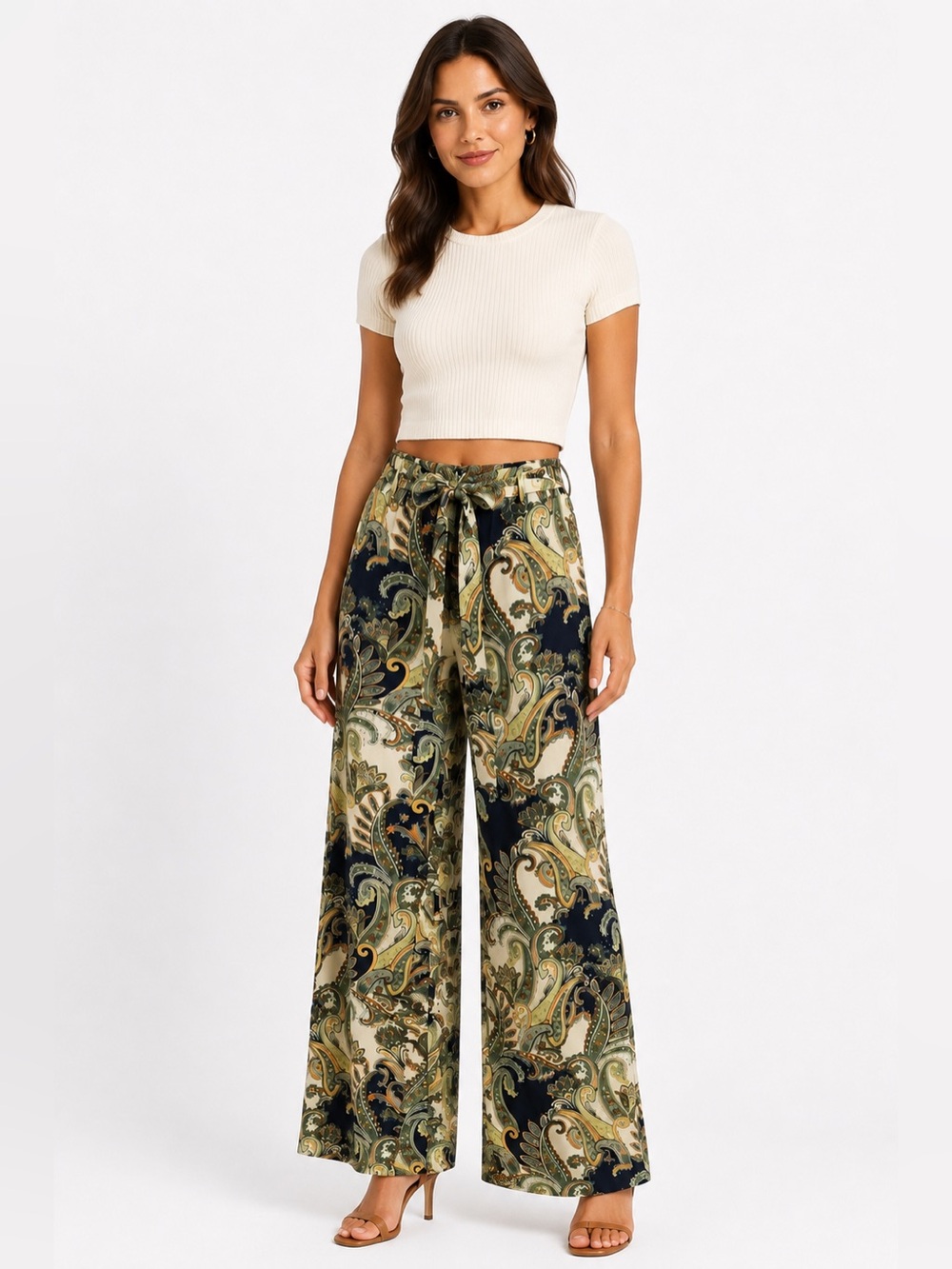 PHILOSOPHY Paisley Print Wide Leg Pull-On Pants Women’s Size Large